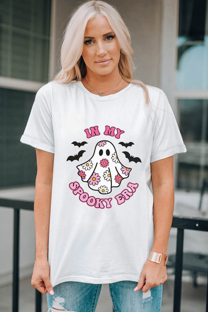 In My Spooky Era Halloween Ghost Graphic Tee | White