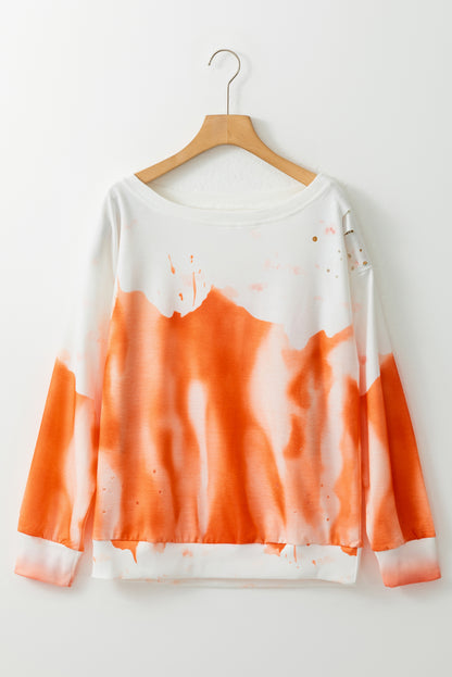 Tie-Dye Print Oversized Sweatshirt | Orange