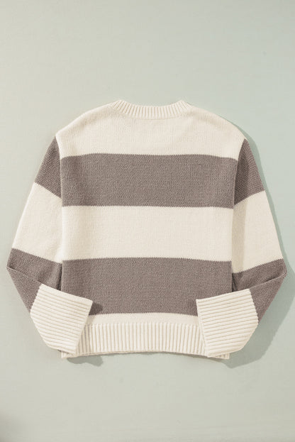 Colourblock Loose Pullover Sweater | Simply Taupe