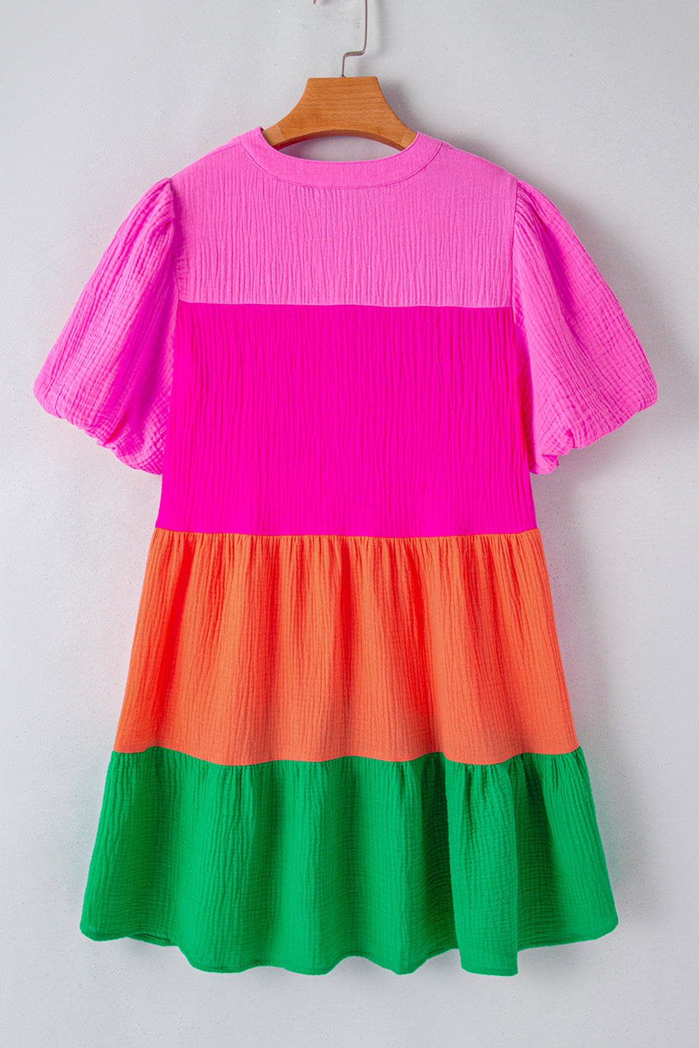 Colour Block Tiered Puff Sleeve Dress | Multicolour