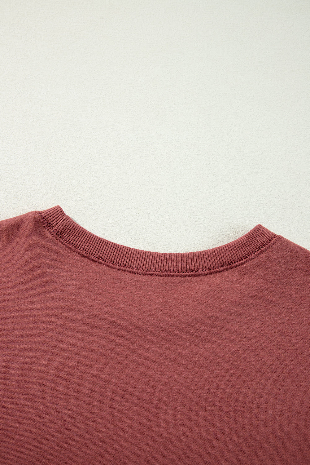 Two Tone Patchwork Drop Shoulder Pullover Sweatshirt | Mineral Red