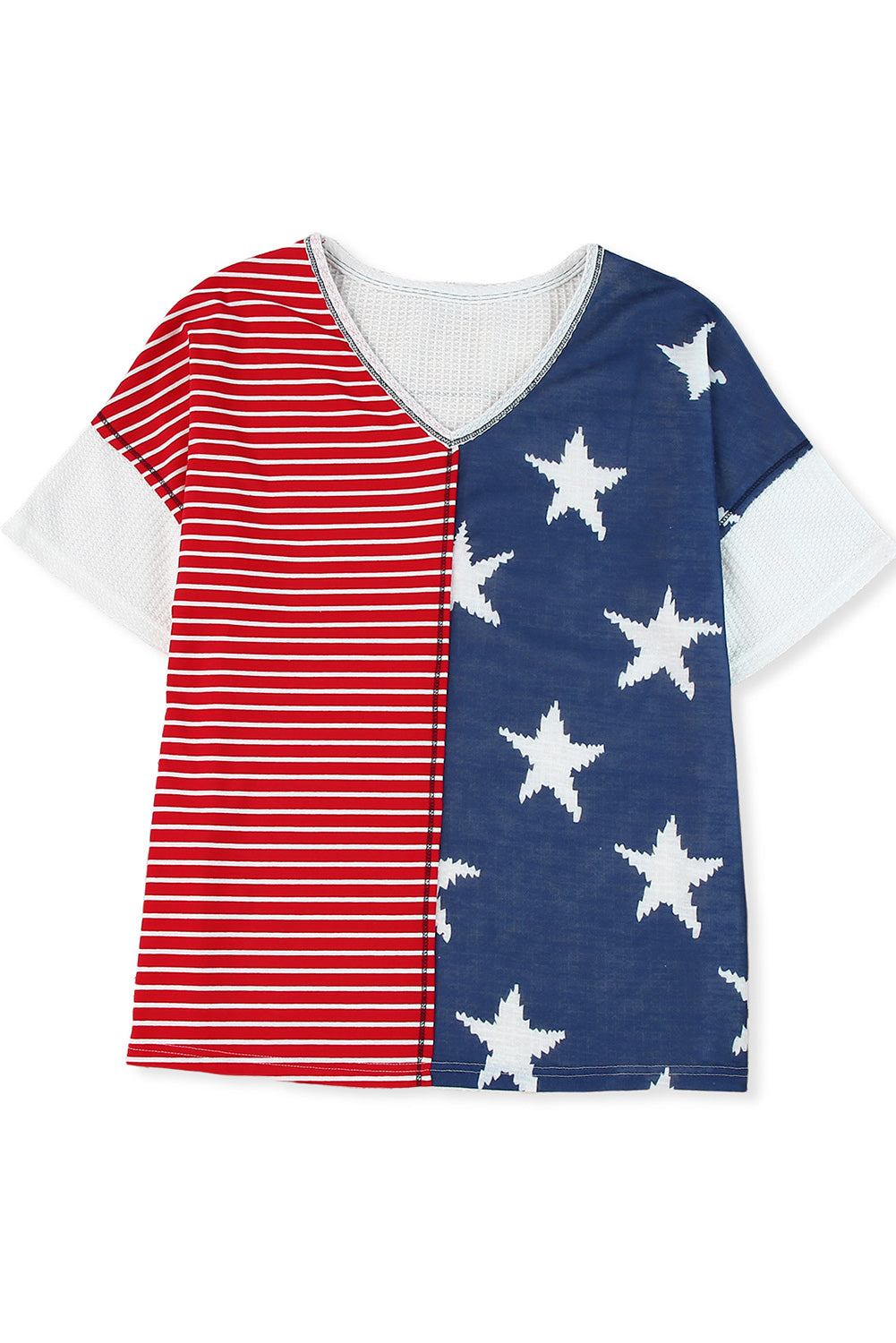 Stripes Stars Print Knit Short Sleeves Top | Multicolour