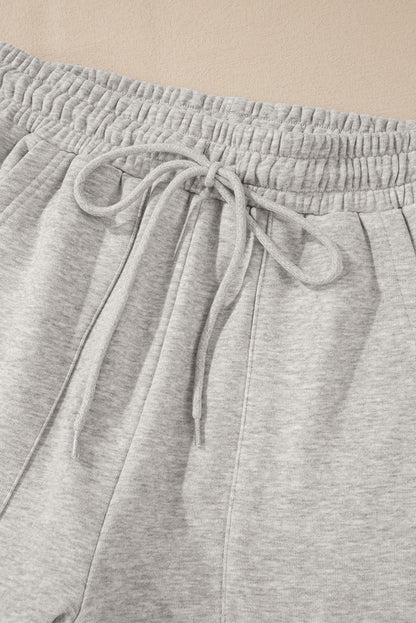 Solid Pullover Sweatshirt And Shorts 2 Piece Set | Light Grey