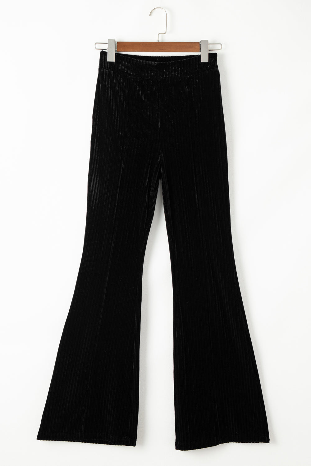 Solid Colour High Waist Flare Corduroy Pants | Black