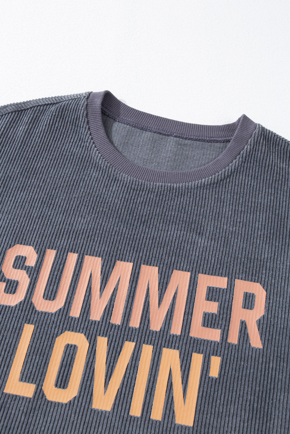 Summer Lovin Graphic Textured Pullover Sweatshirt | Gray