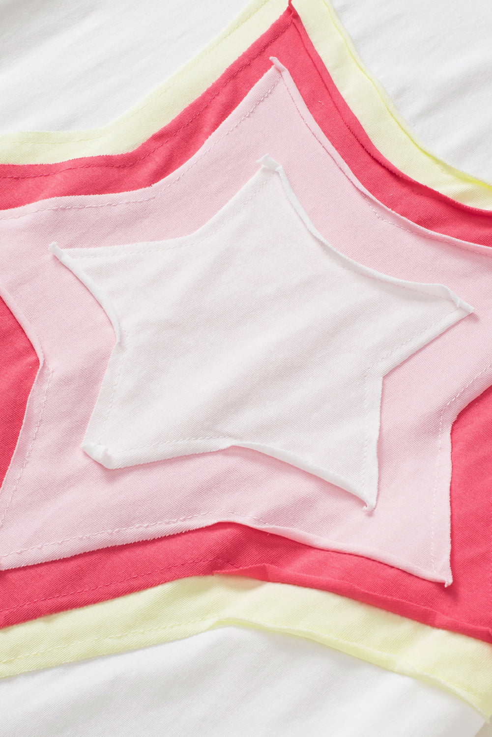 Colourblock Star Patched Half Sleeve Oversized Tee | White