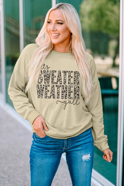 Sweater Weather Leopard Print Pullover Sweatshirt | Khaki