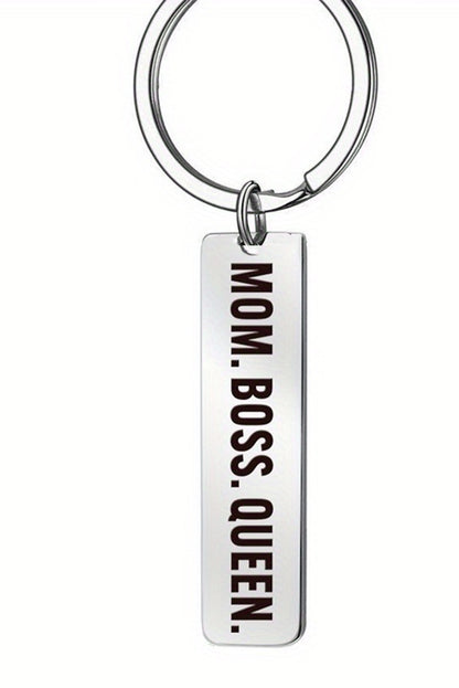 Mom Boss Queen Keyring | White