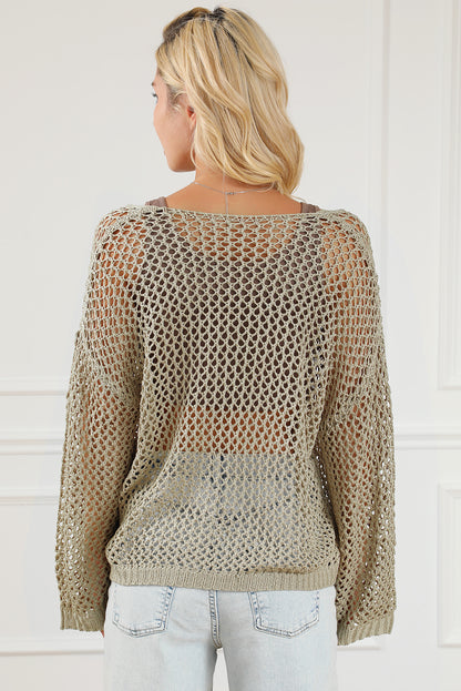 Star Pointelle Knit Baggy Sweater | Light French Beige