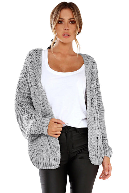 Chunky Wide Long Sleeve Knit Cardigan | Gray