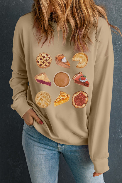 Thanksgiving Dessert Graphic Pullover Sweatshirt | Khaki