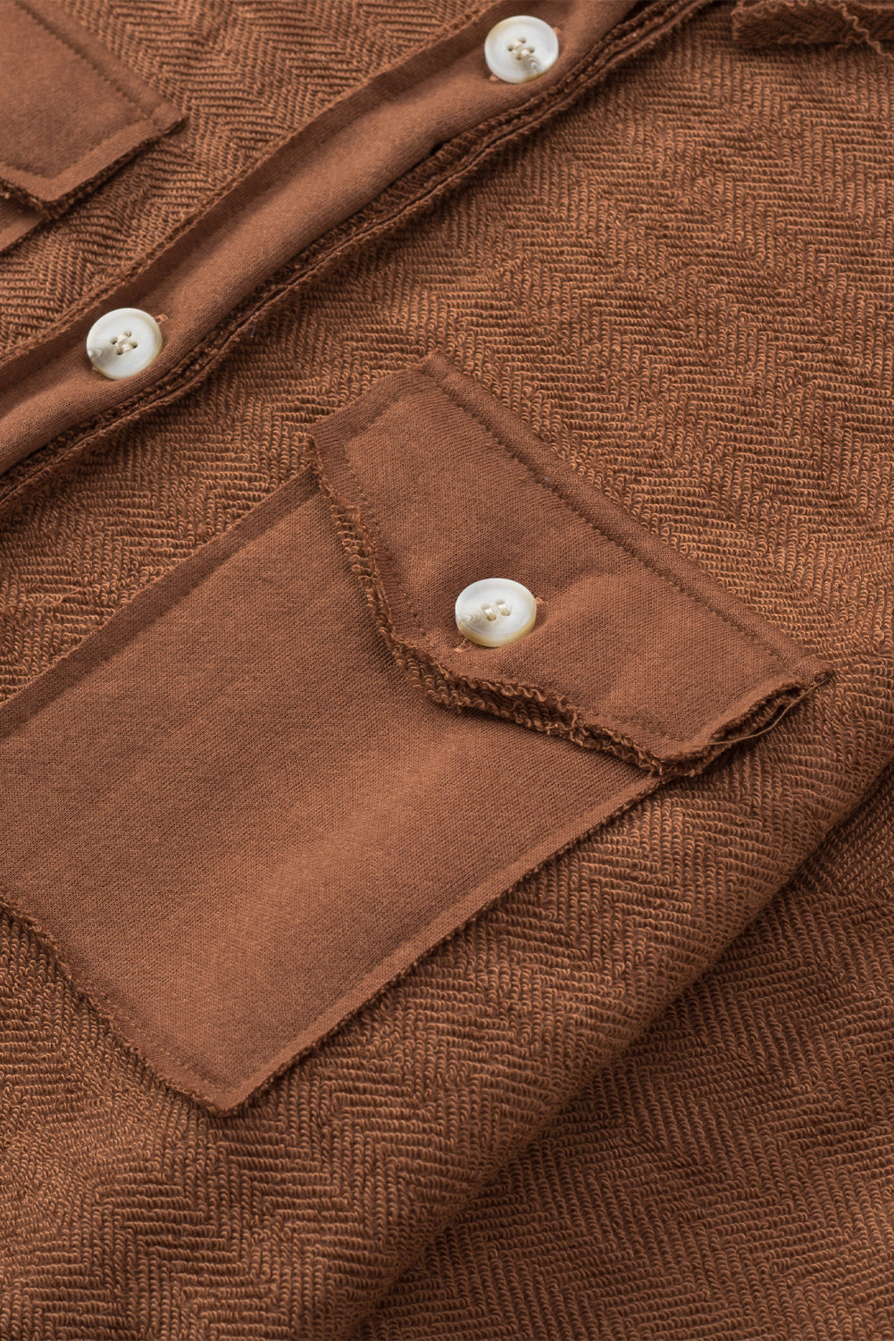 Contrast Flap Pockets Relaxed Shacket | Brown