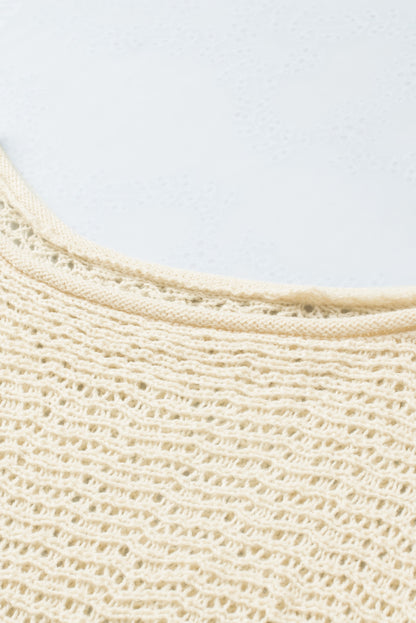 Sheer Openwork Knit Sweater | Apricot