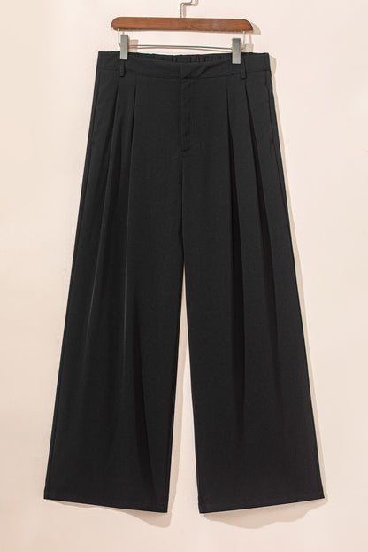 Pleated Elegant Wide Leg Pants | Black