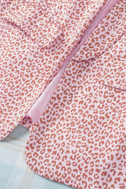 3/4 Sleeve Leopard Blazer | Pink