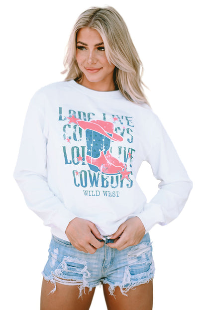 Long Live Cowboy Wild West Graphic Sweatshirt | White