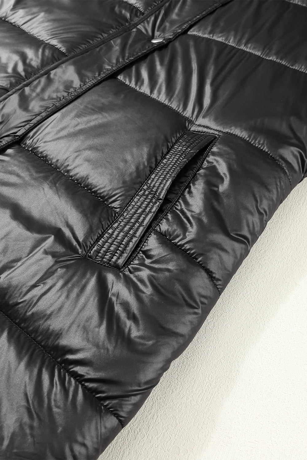 Hooded Long Quilted Vest Coat | Black