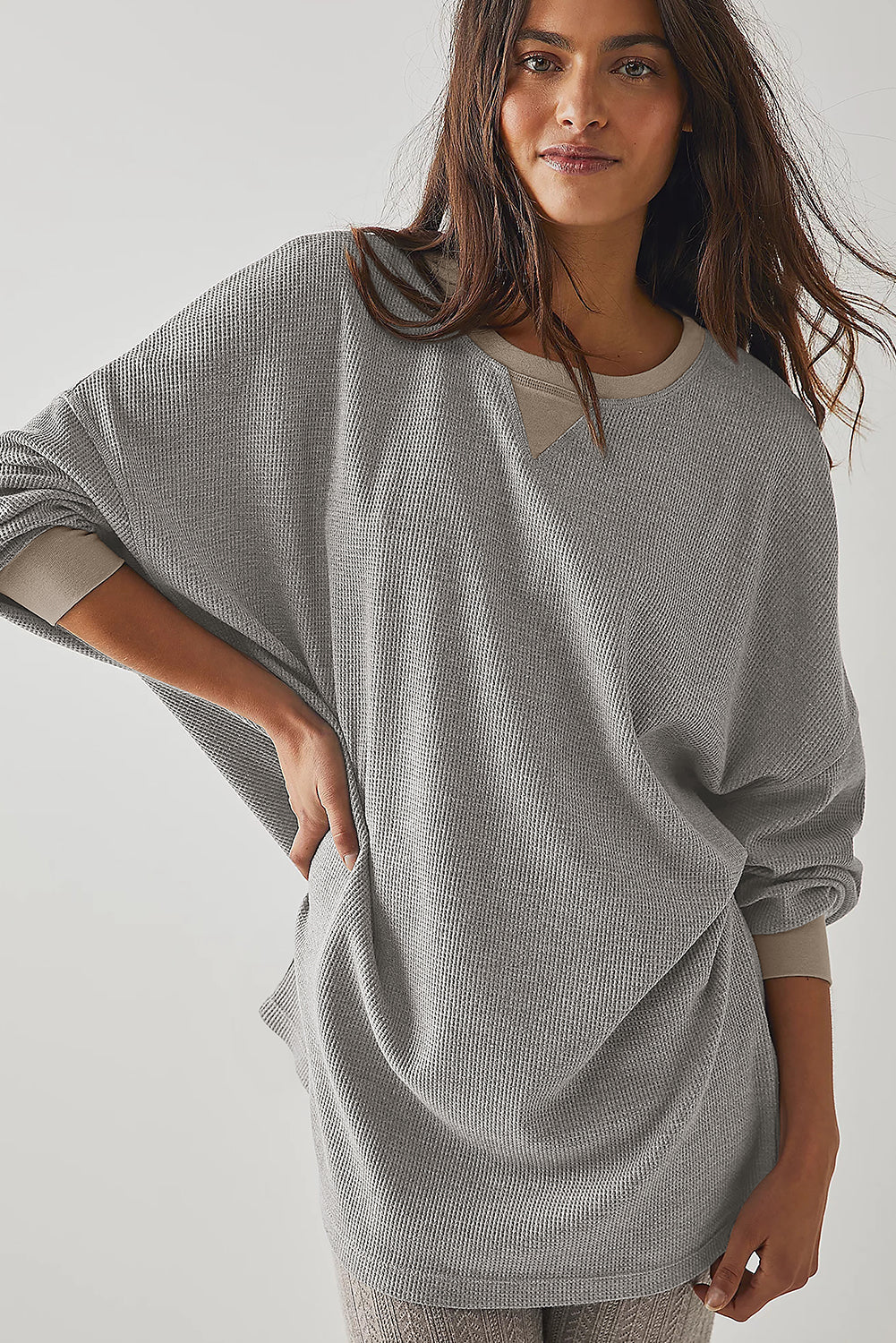 Thermal Pullover Loose Sweatshirt | Gray