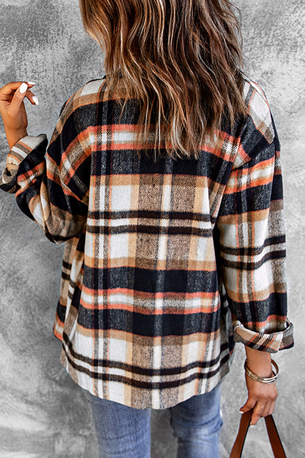 Geometric Plaid Print Pocketed Shacket | Blue