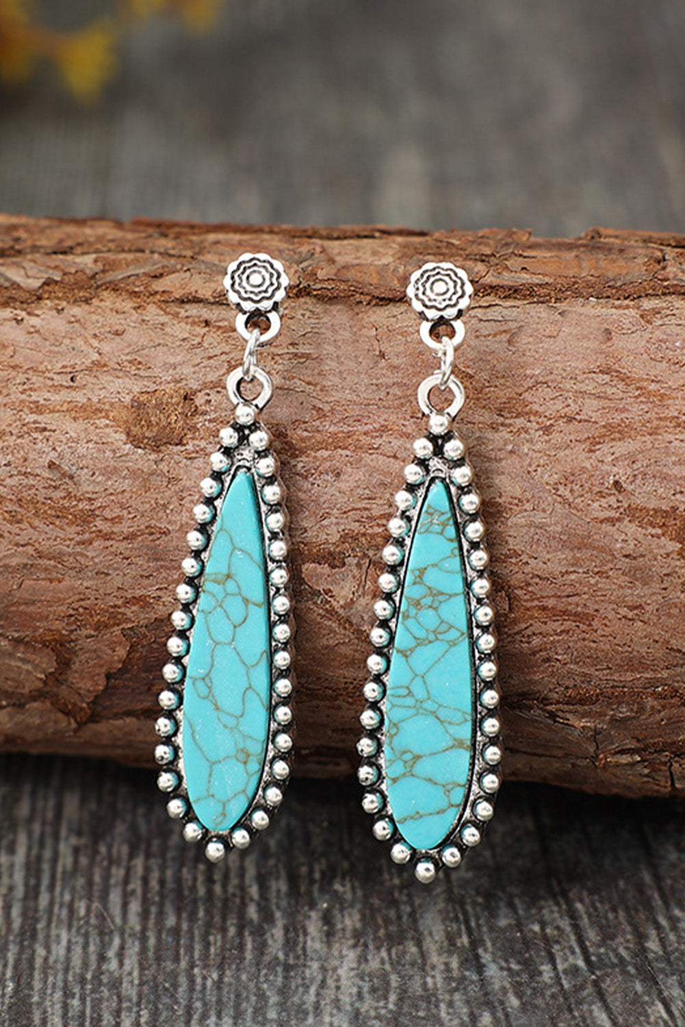 Vintage Bohemian Turquoise Alloy Earrings | Silvery