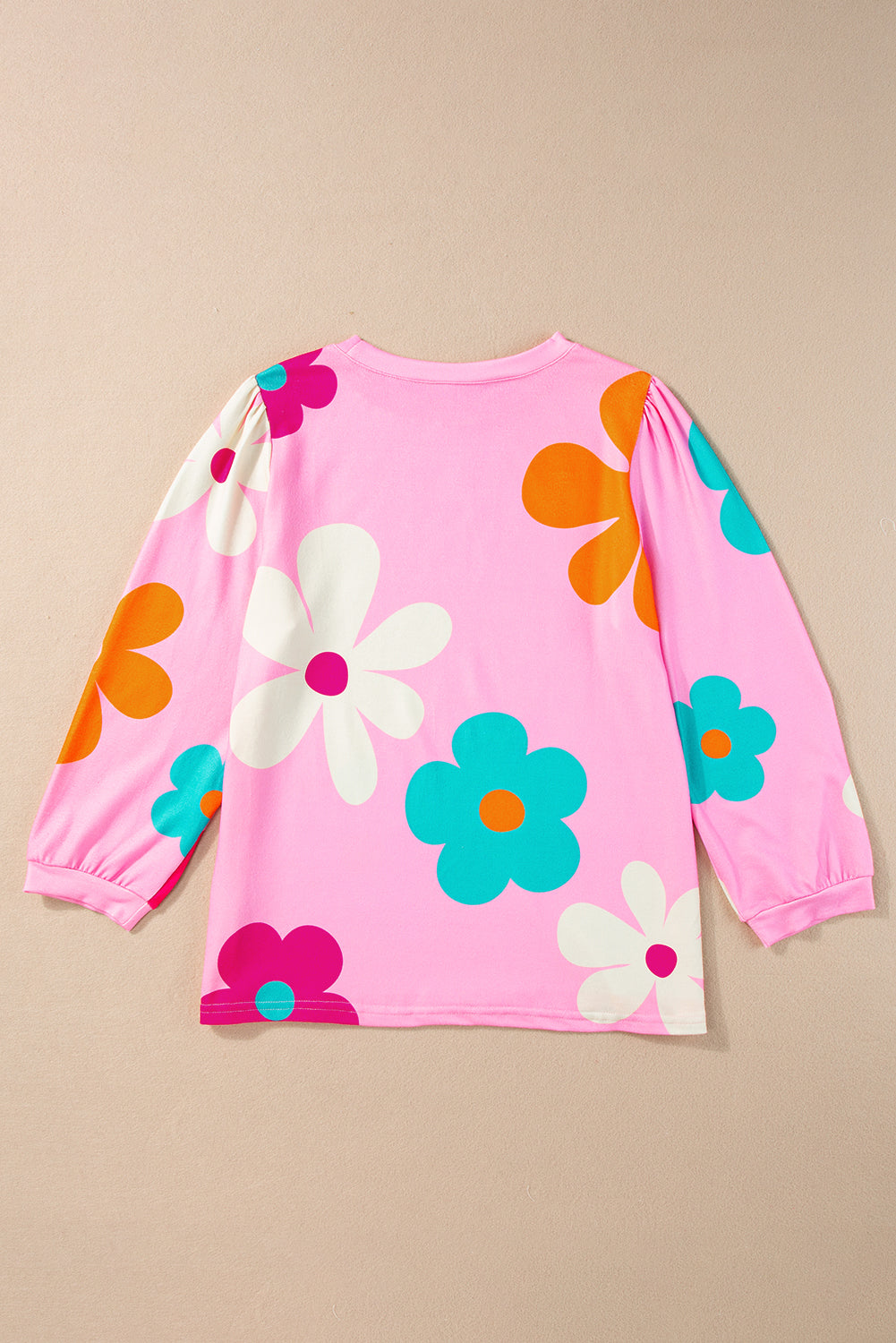 Cute Flower Print Bracelet Sleeve Top | Rose