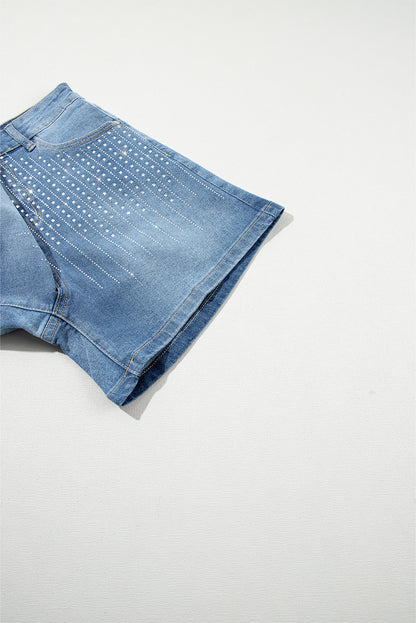 Rhinestone Embellished Denim Shorts | Ashleigh Blue