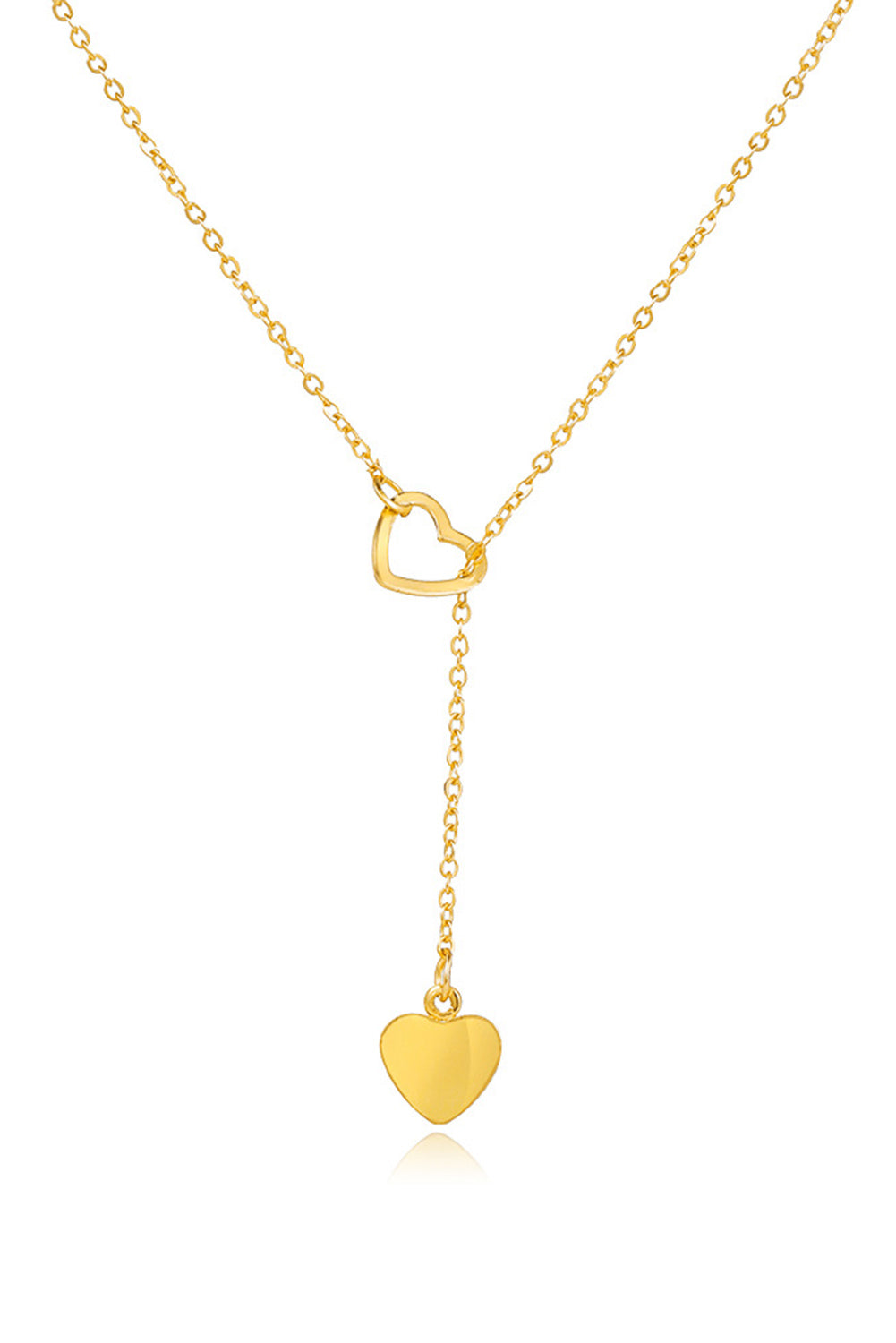 Heart Shape Hollow Lariat Necklace | Gold