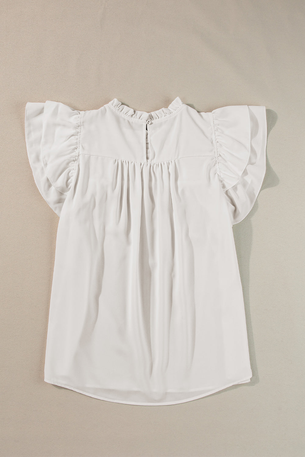 Smocked Ruffle Sleeve Blouse | White