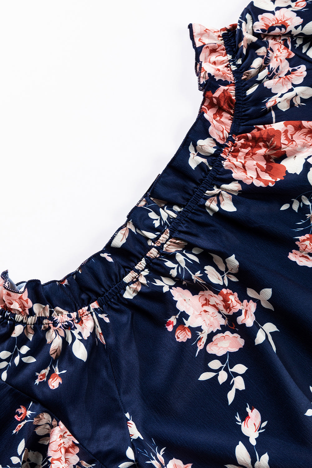 Ruffle Off Shoulder Flounce Sleeve Floral Blouse | Blue