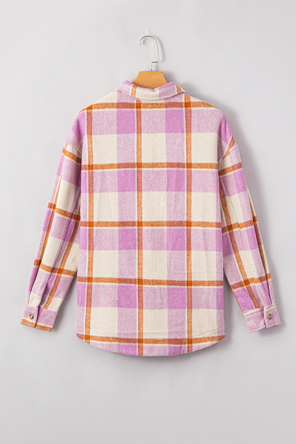 Corduroy Pockets Brushed Checkered Shacket | Purple