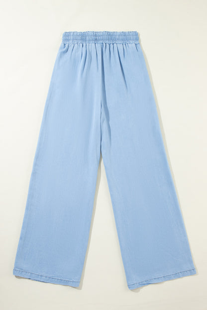 Drawstring High Waist Wide Leg Denim Pants | Myosotis