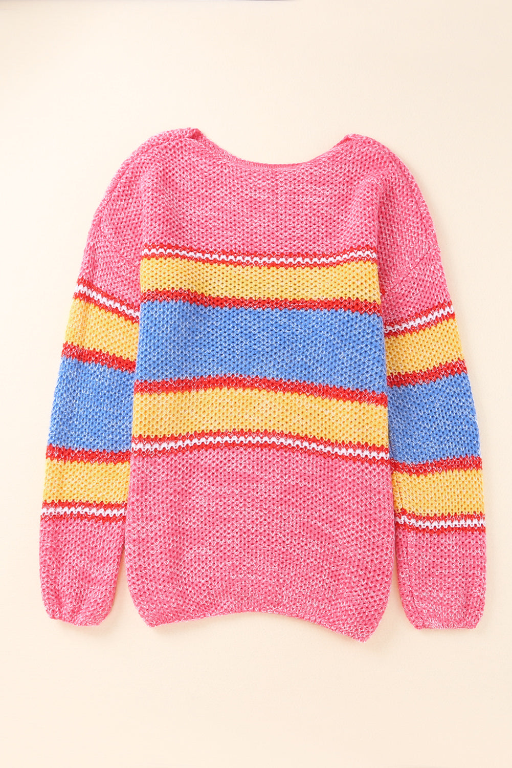 Plus Size Stripe Oversized Sweater | Pink