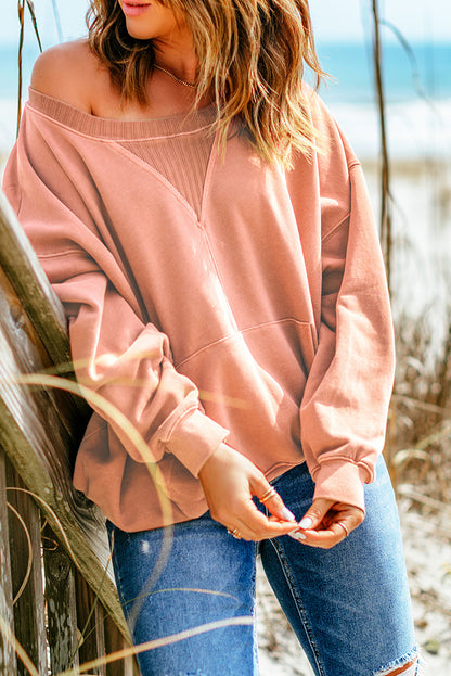 Drop Shoulder Sweatshirt with Kangaroo Pocket