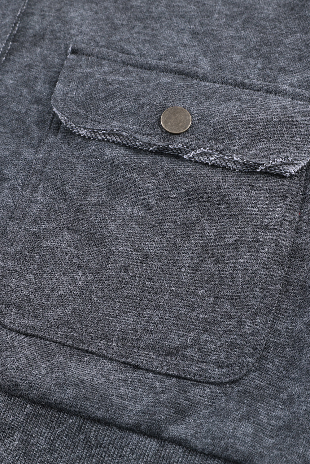 Vintage Washed Flap Pocket Button Shacket | Gray