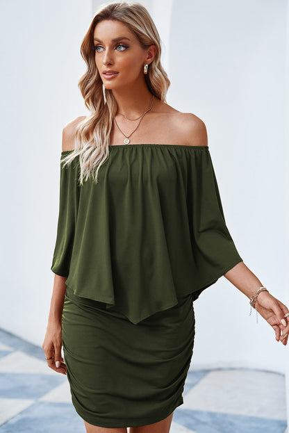 Dressing Layered Army Green Mini Poncho Dress | as shown