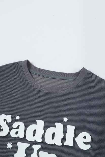 Saddle Up Corded Graphic Sweatshirt | Gray