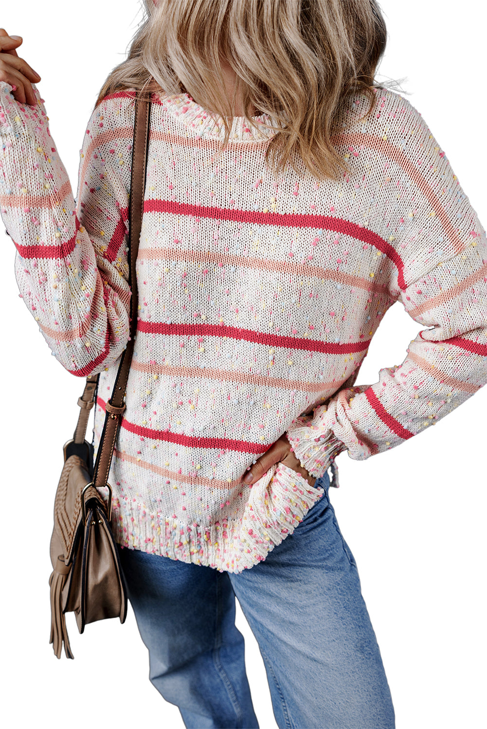 Striped Confetti Knit Sweater | Pink