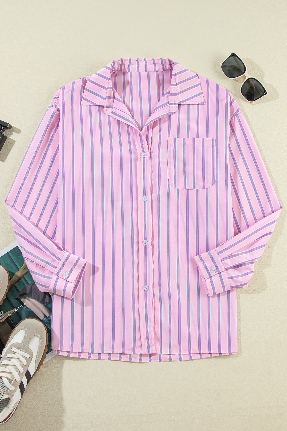 Chest Pocket Casual Shirt | Pink Stripe