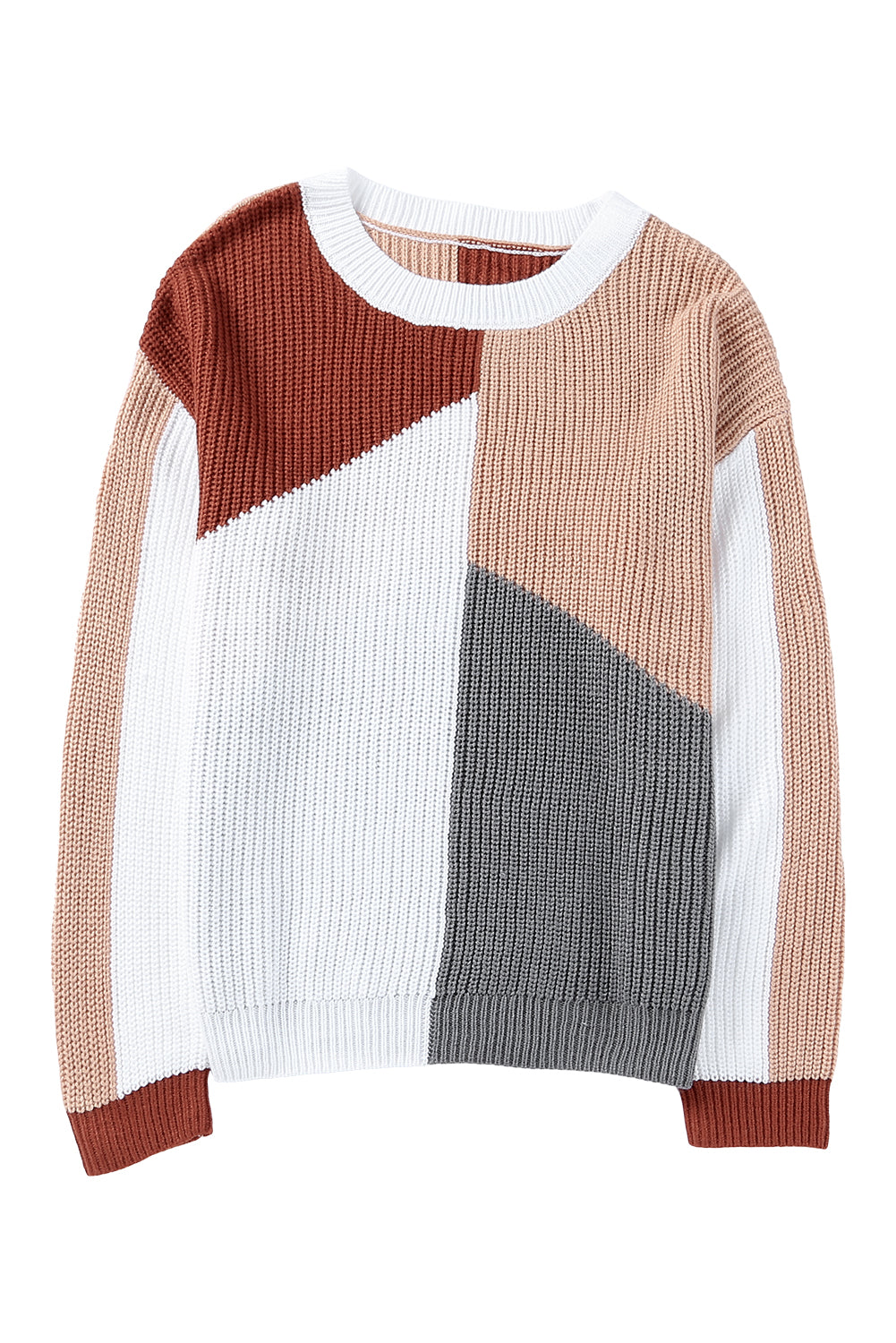 Loose Fit Colour Block Knit Sweater | Multicolour