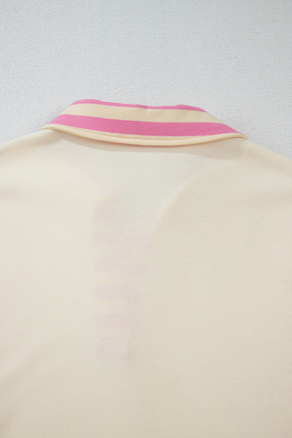 Colourblock Patchwork Collared French Terry Knit Top | Pink Stripe