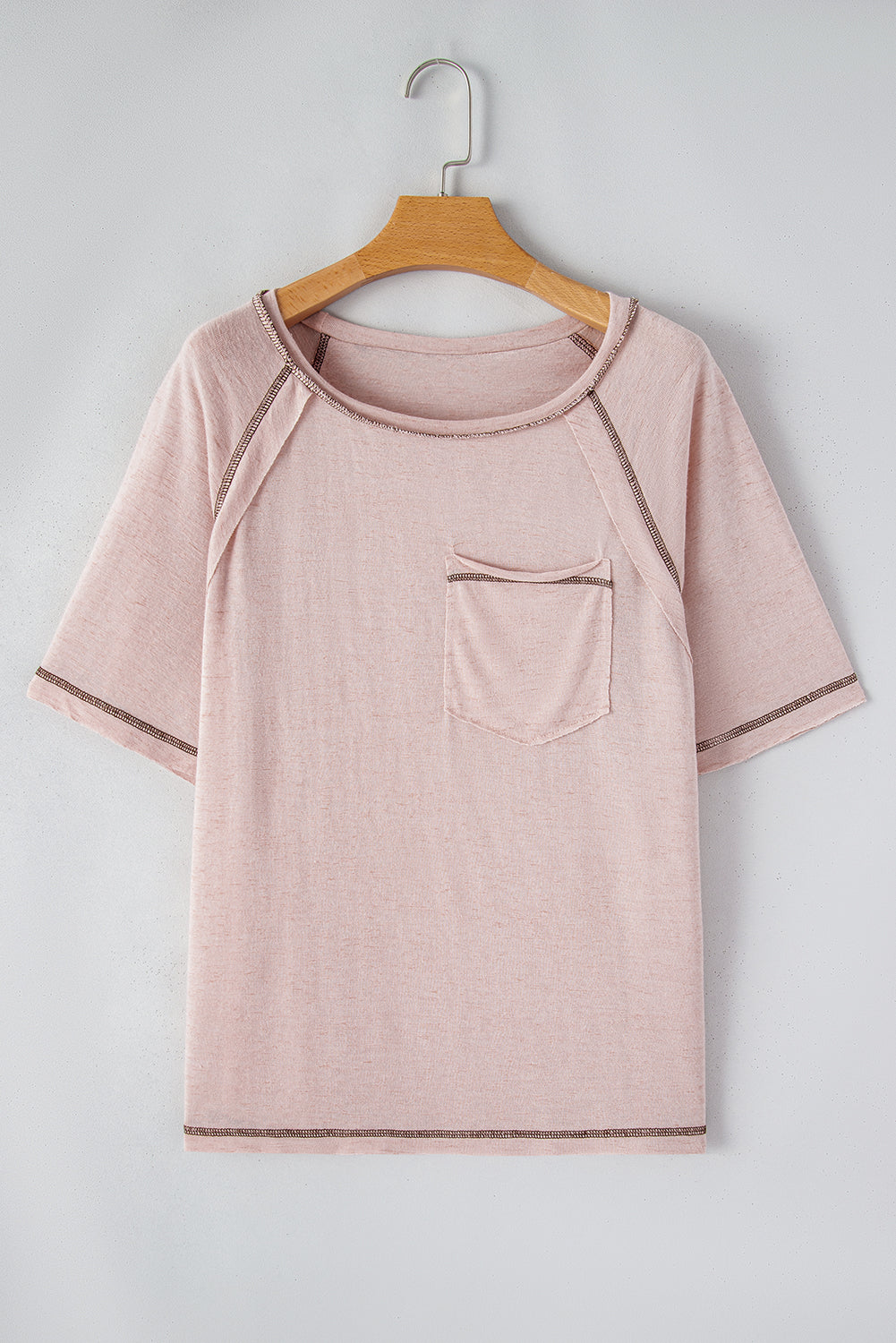 Exposed Seam Detail Loose T-Shirt | Dusty Pink