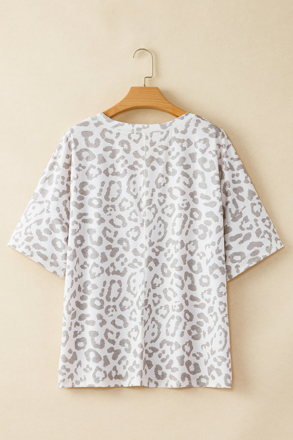 Leopard Print V Neck Plus Size T Shirt | Brown