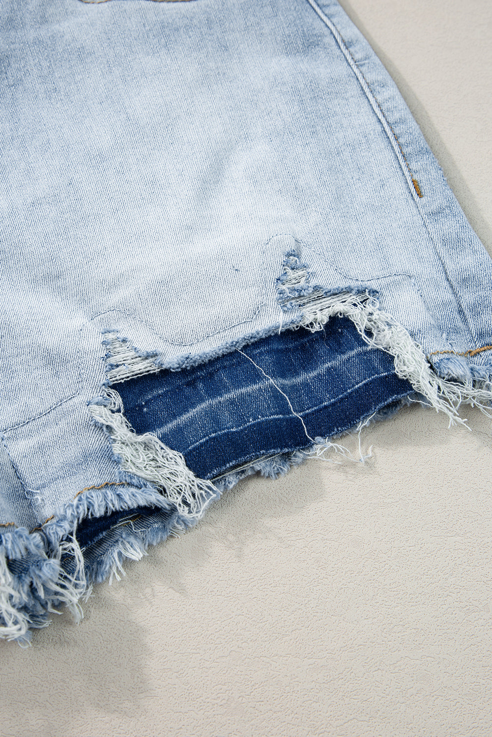 Vintage Washed Raw Edge Jean Shorts | Light Blue