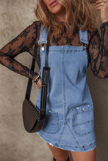 Pocketed Adjustable Straps Denim Overall Dress | Dusk Blue