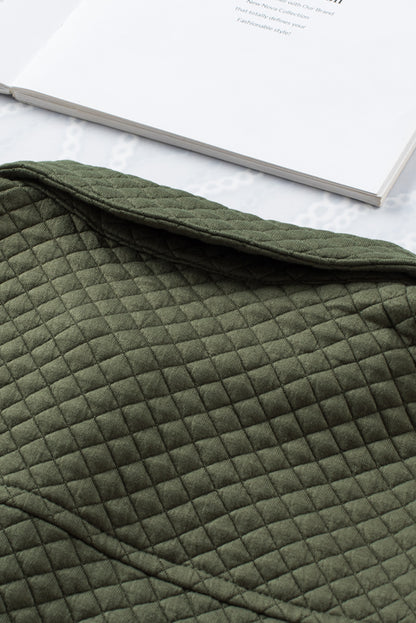 Retro Quilted Flap Pocket Button Shacket | Green