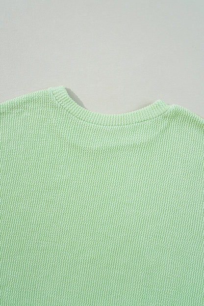 Solid Cord Ribbed Drop Shoulder Pullover Top | Moonlight Jade