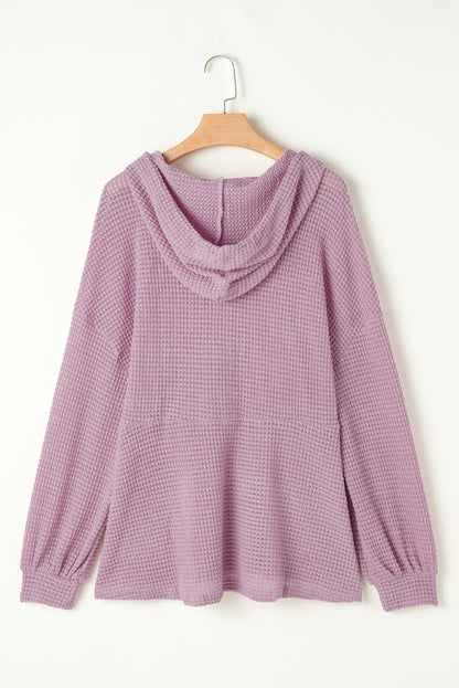 Plus Size Hooded Waffle Knit Top | Pink