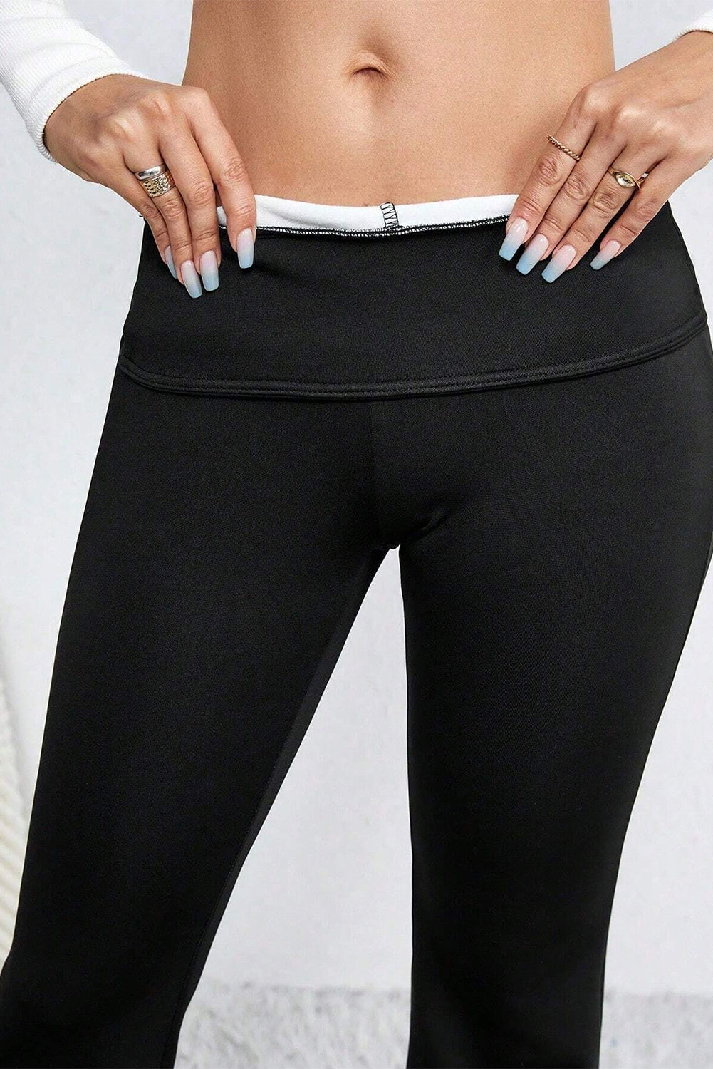 Thermal Lined Split Flare Leg Pants | Black