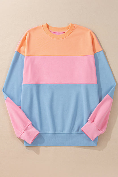 Colourblock Patchwork Drop Shoulder Sweatshirt | Sky Blue