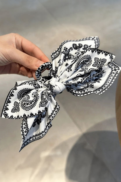 Paisley Floral Print Bow Knot Hair Clip | Black